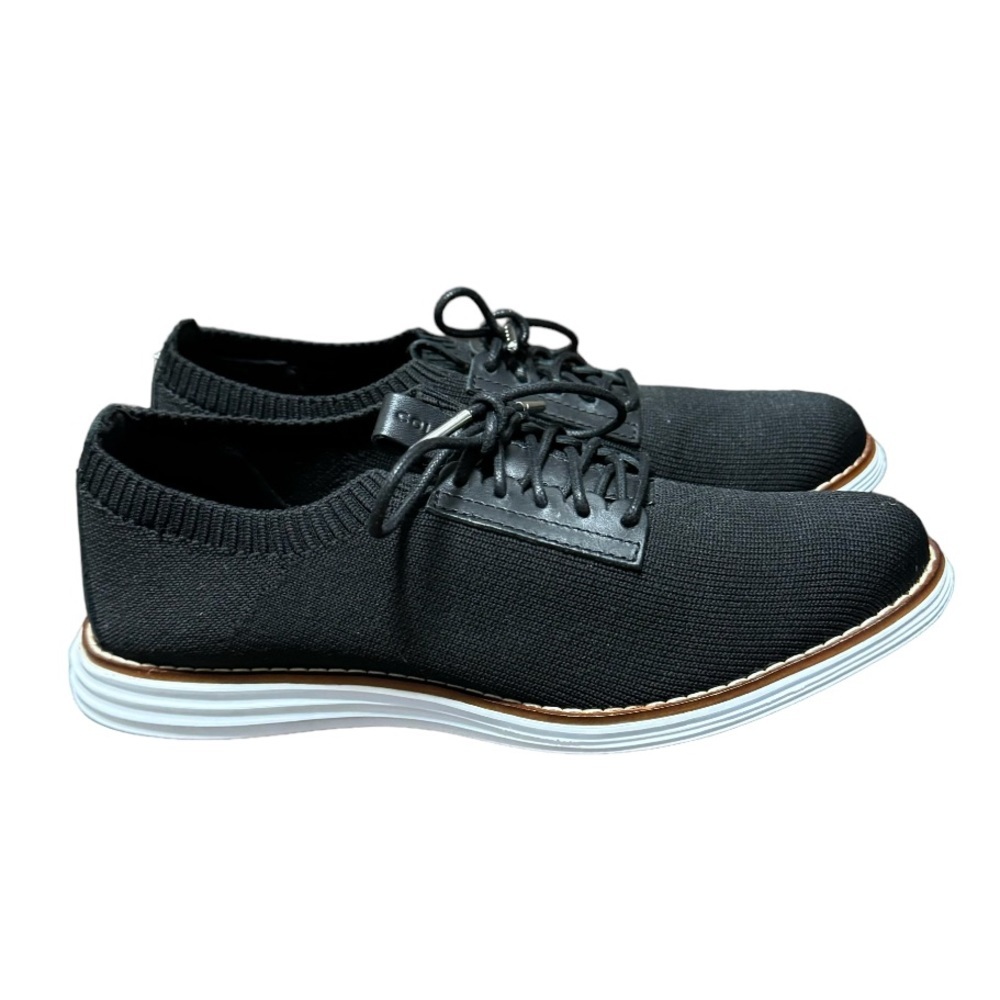 Cole Haan Womens Original Grand Oxford Black Knit Leather Sneaker Shoes Size 5.5